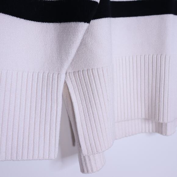SUNDAYS Oversized Plush Crew Neck Sweater White with Black Stripes Women's XS - Picture 4 of 9